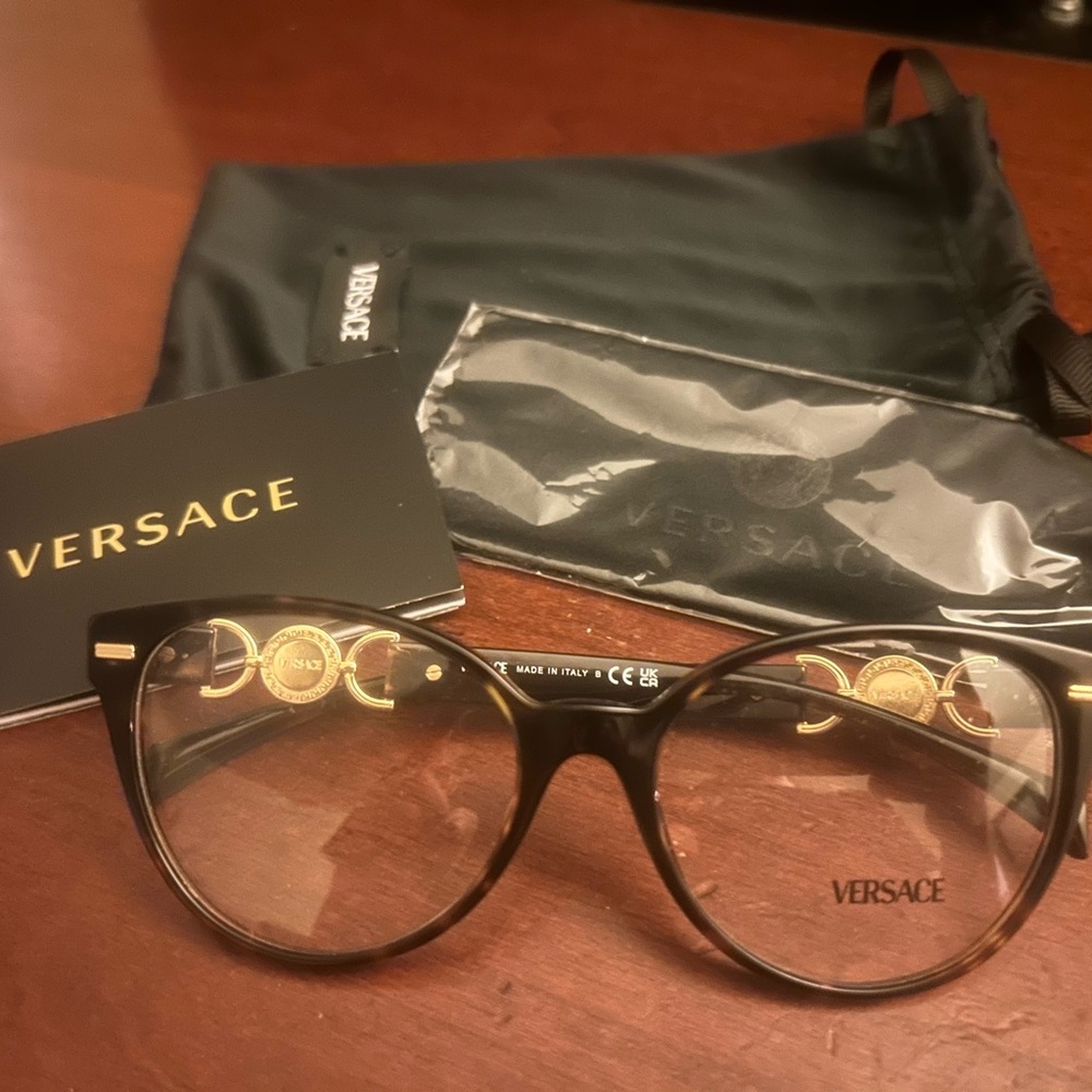 Versace Black Frames with Gold Detailing